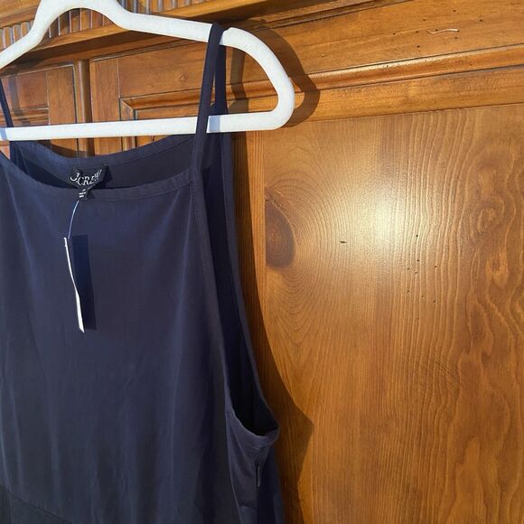 J. Crew Pintuck Mixy Dress Navy Blue Cotton Poplin Maxi Size 2X Beachy Preppy - Picture 6 of 9